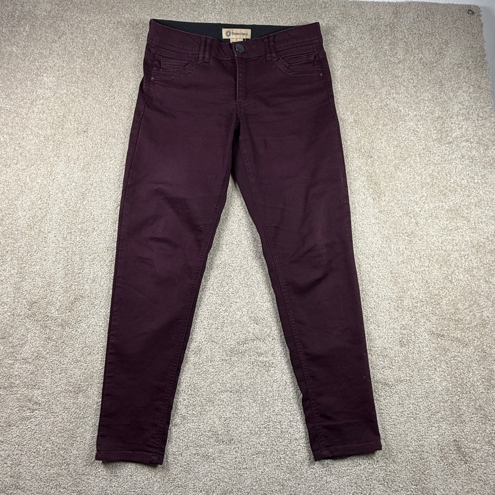 Democracy Ab Technology‎ Skinny Pants Burgundy Wine Size 6 Elastic Waist Stretch